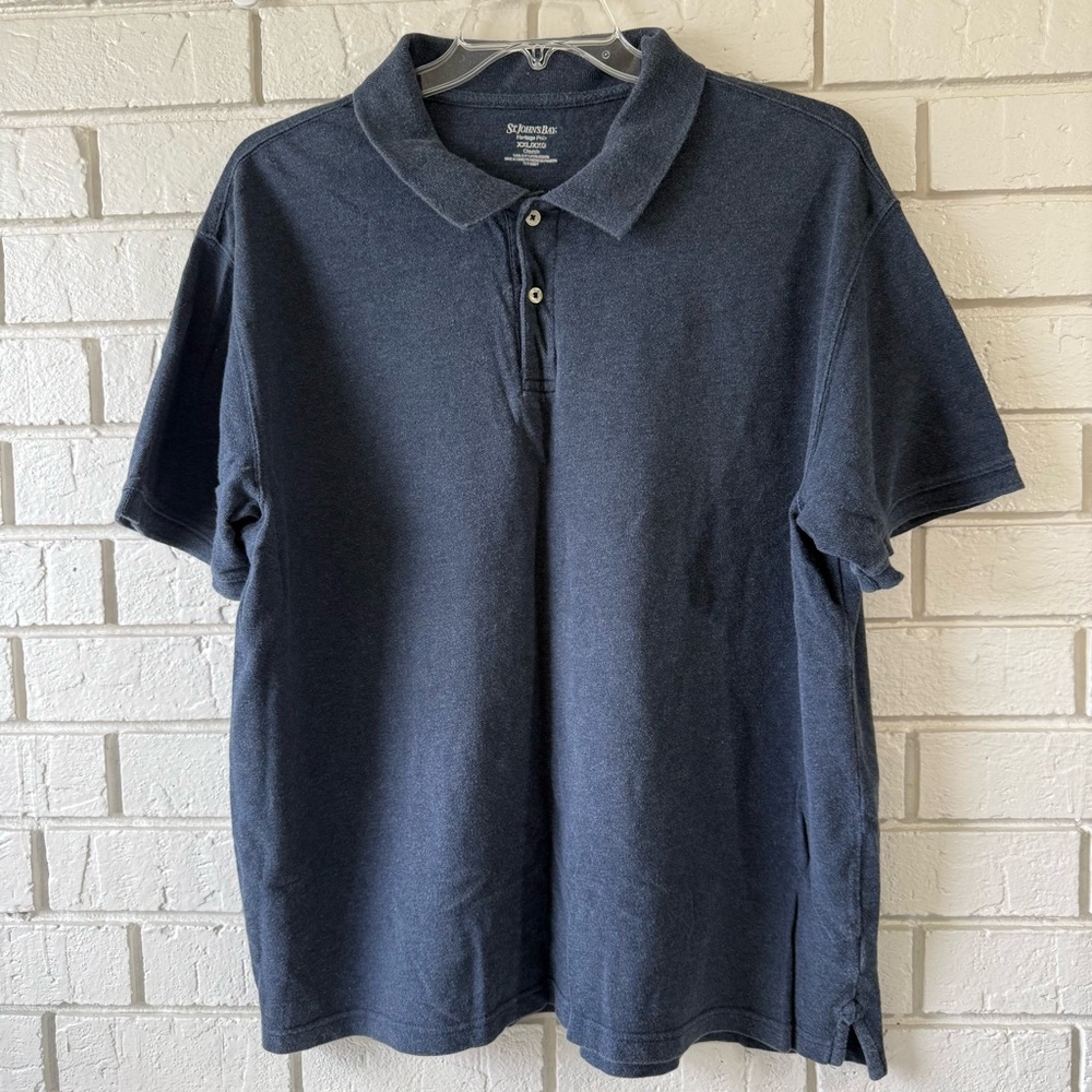 St Johns Bay Heritage Classic Pique Polo Mens XXL ~ Navy 100% Cotton Shirt